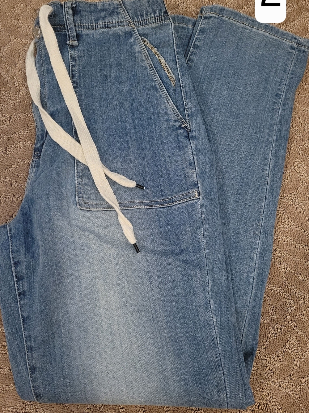 Judy Blue Light Blue Boyfriend Drawstring Jeans